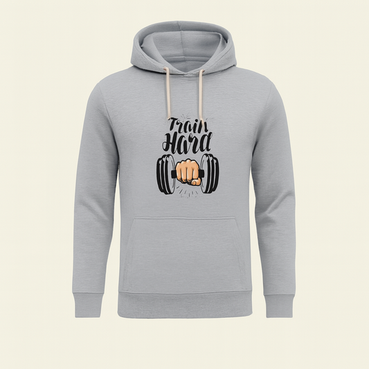 Train Hard Grey Hoodie for Men & Boys