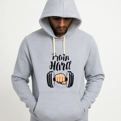 Train Hard Grey Hoodie for Men & Boys