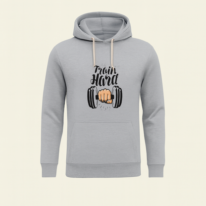 Train Hard Grey Hoodie for Men & Boys