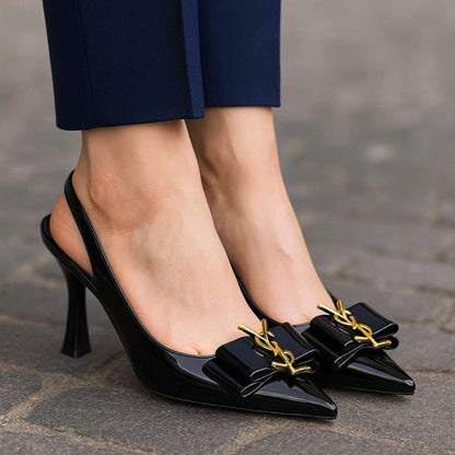 Elegant Black Kitten Heel Shoes For Women