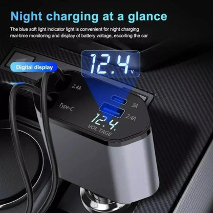 4-in-1 Retractable Car Charger